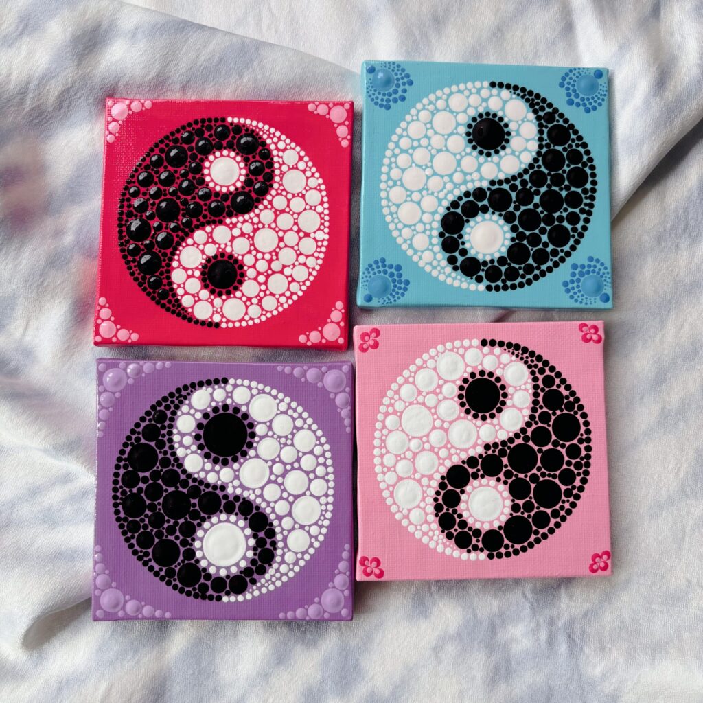 ドットで描く太極図。ドットアート。ドット曼荼羅